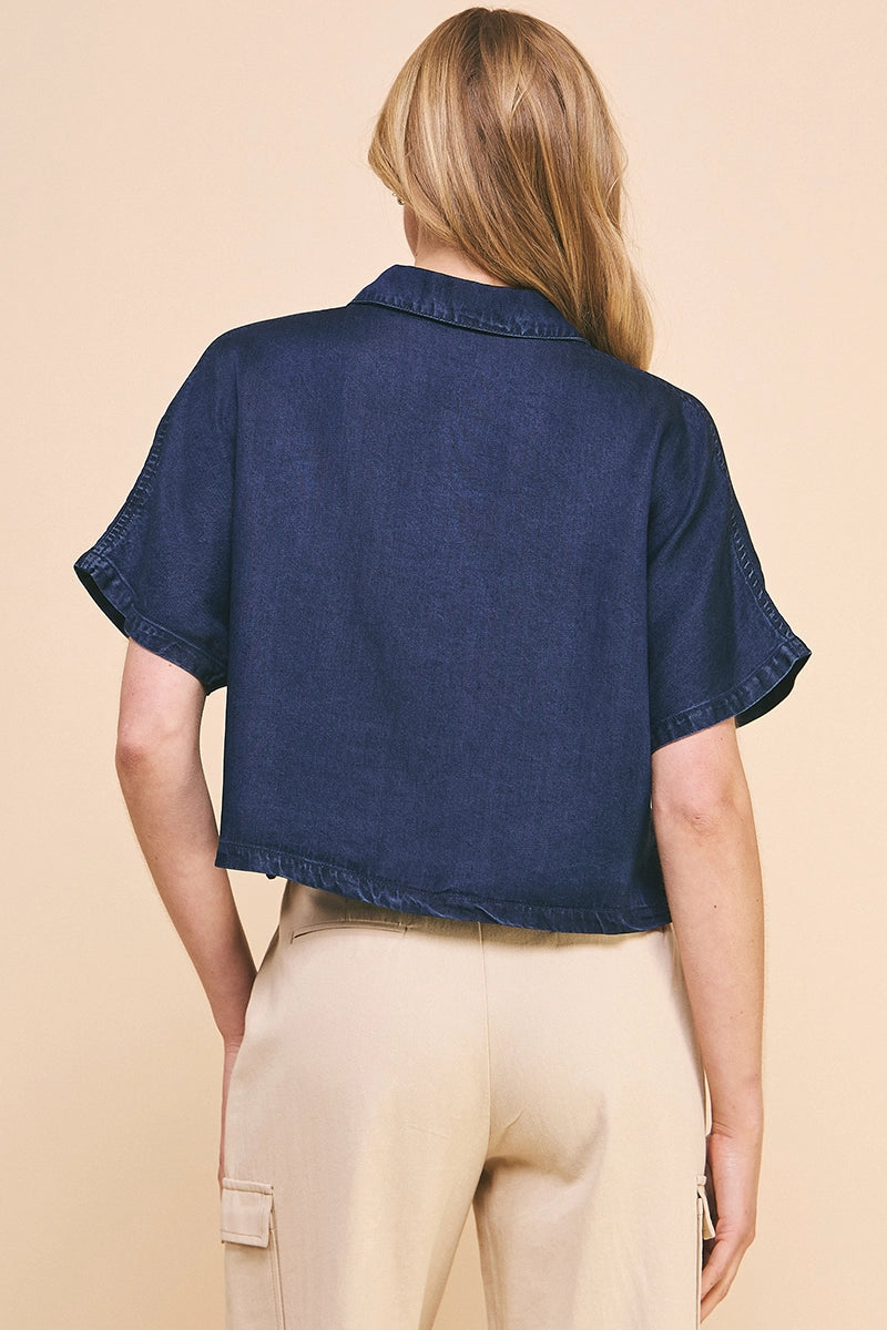Chambray Blue Collared Top