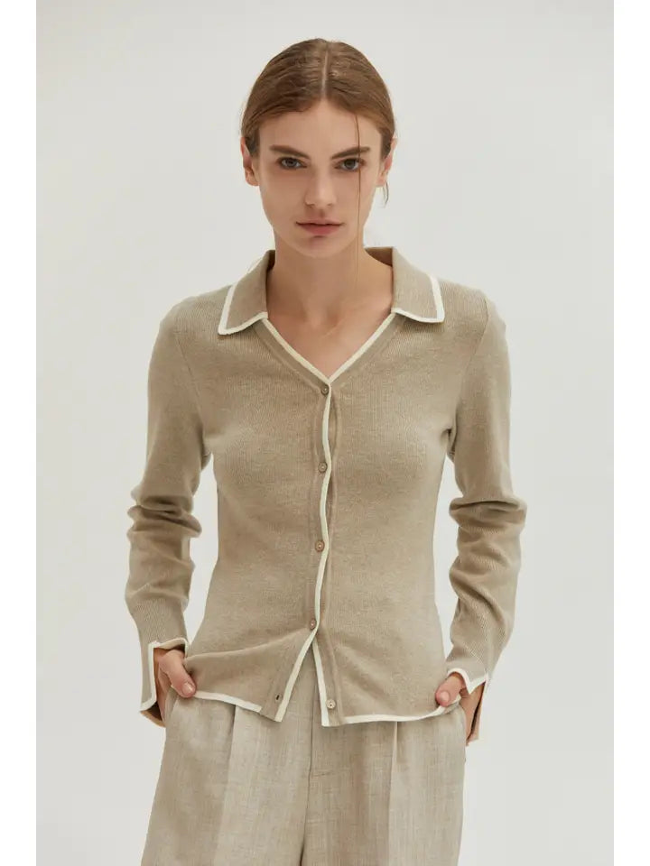 Dalia Sweater Knit Top with Contrast Pop