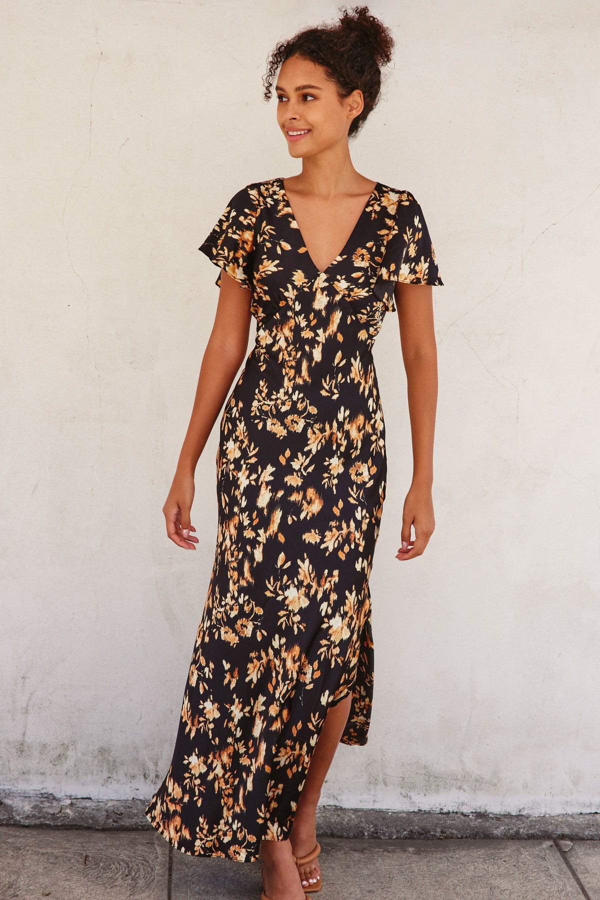 Cast Your Light Flutter Sleeve Maxi Dress