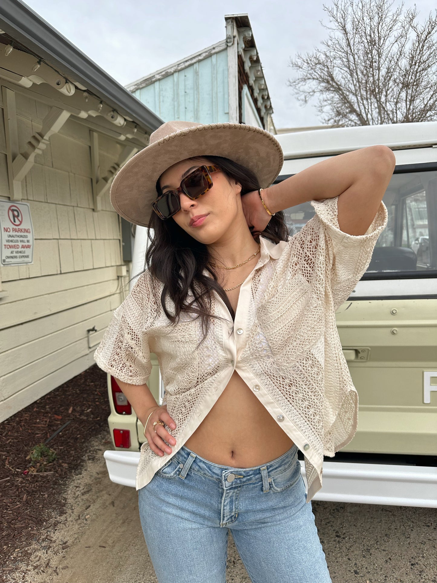 San Pancho Crochet Button Up Top