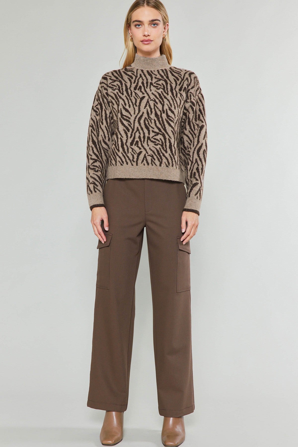 Feline Half Mock Neck Sweater