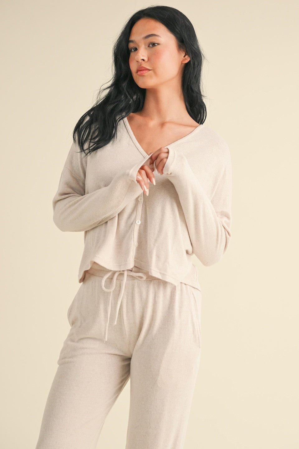 Hailey Long Sleeve Button Down Lounge Top
