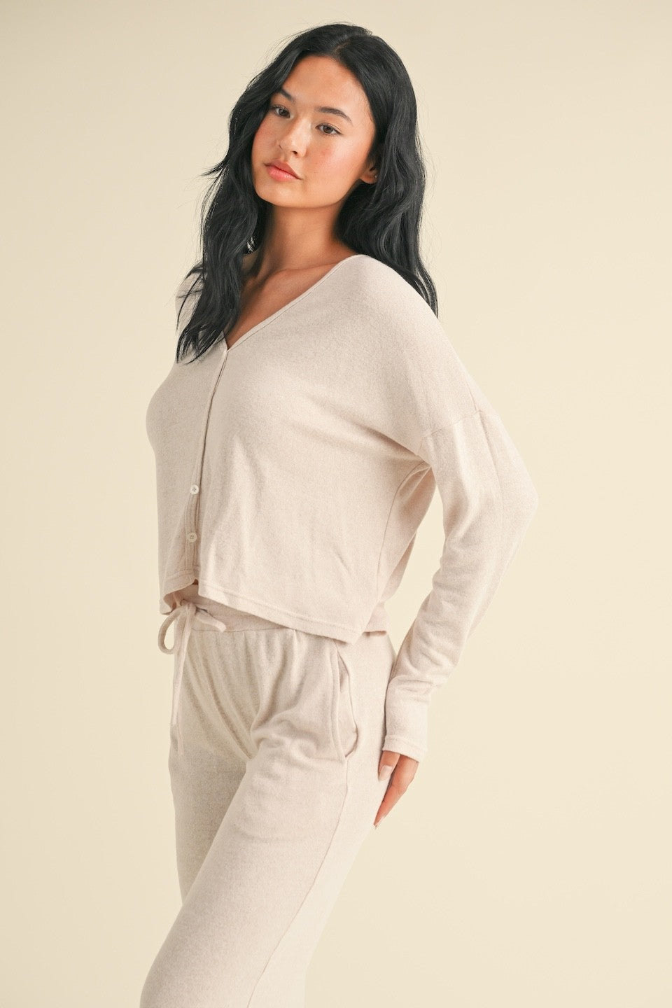 Hailey Long Sleeve Button Down Lounge Top