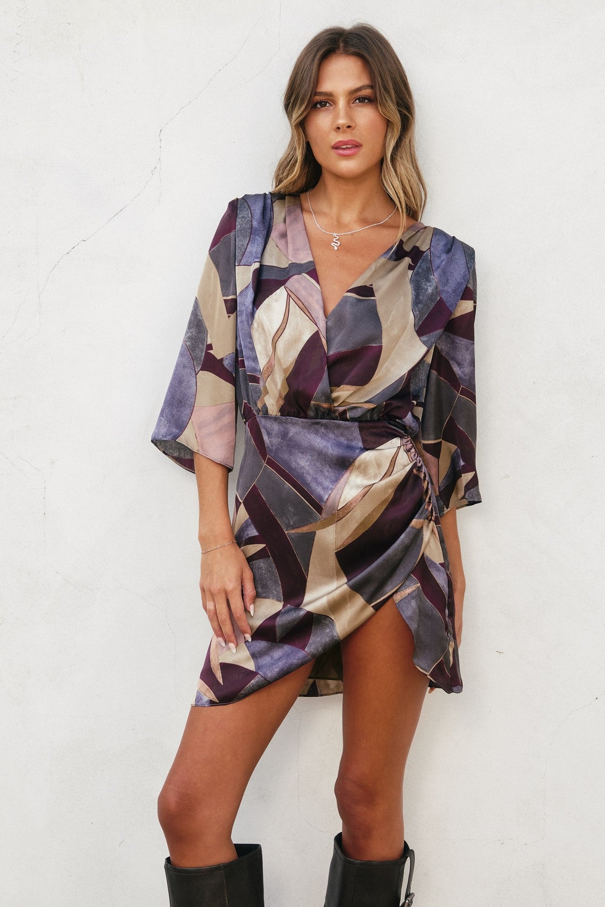 Notable Sensation Surplice Mini Dress