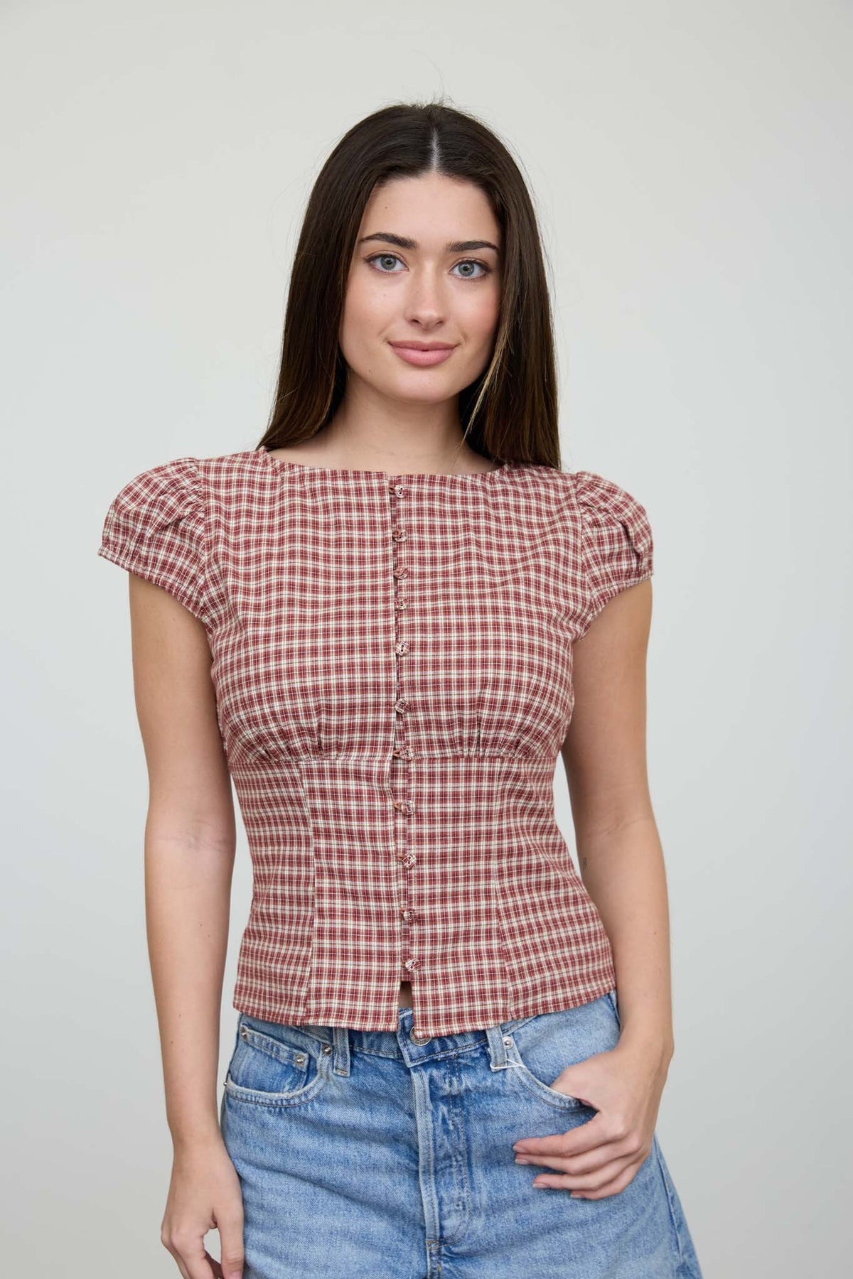 Burgundy Spiced Button Down Top