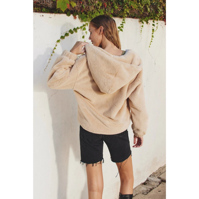 Cappuccino, Please Faux Fur Hooded Jacket