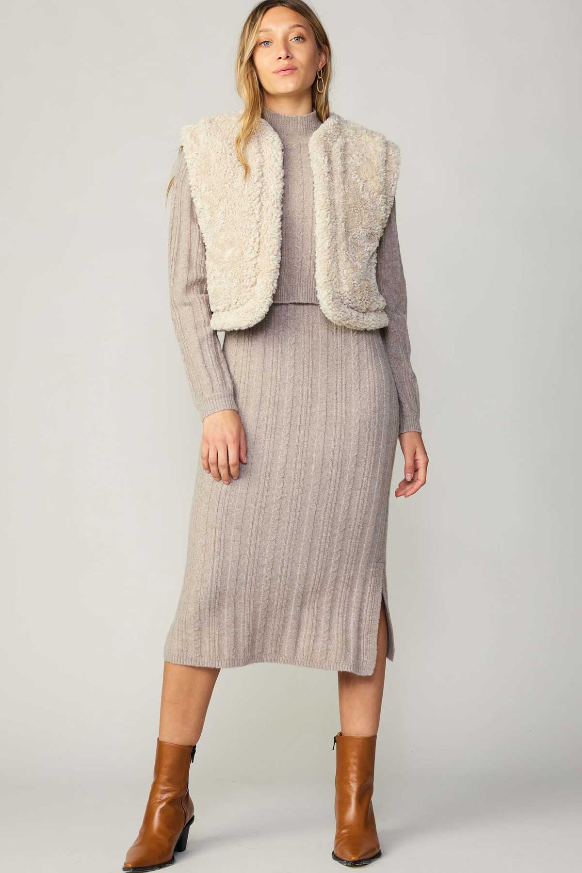 Felicity Reversible Corduroy and Fur Vest