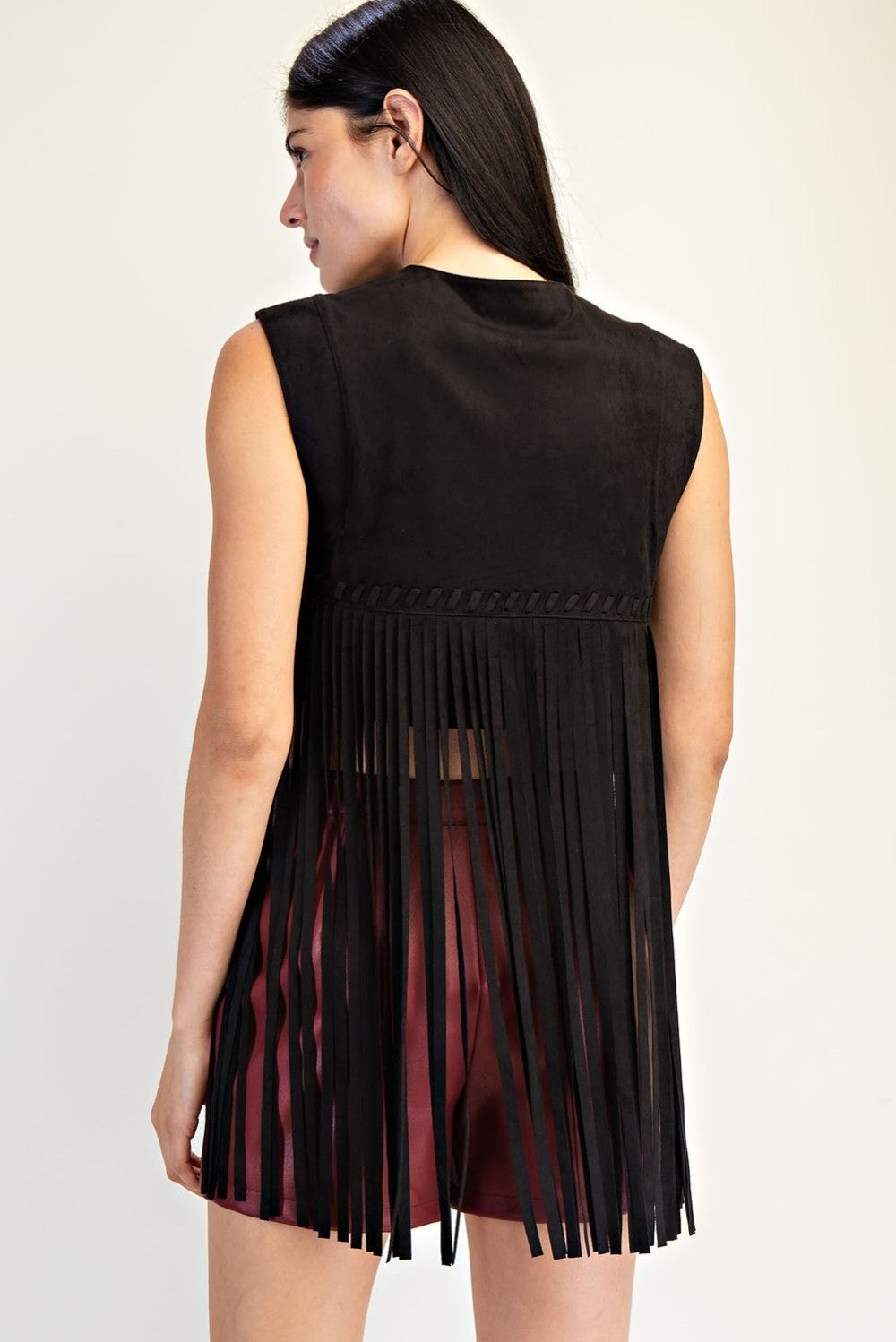 Say It Ain't So Fringe Vegan Suede Vest