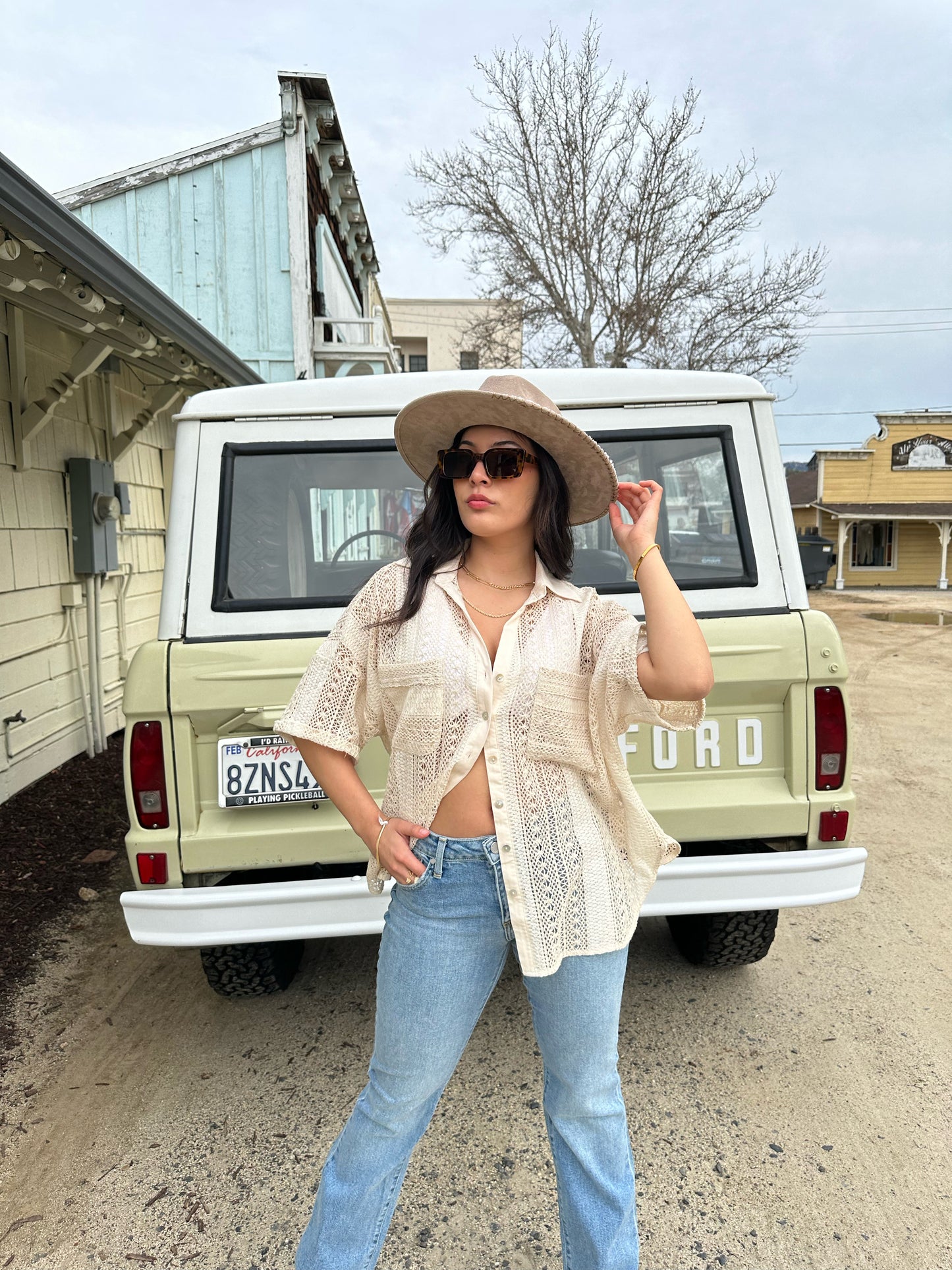 San Pancho Crochet Button Up Top