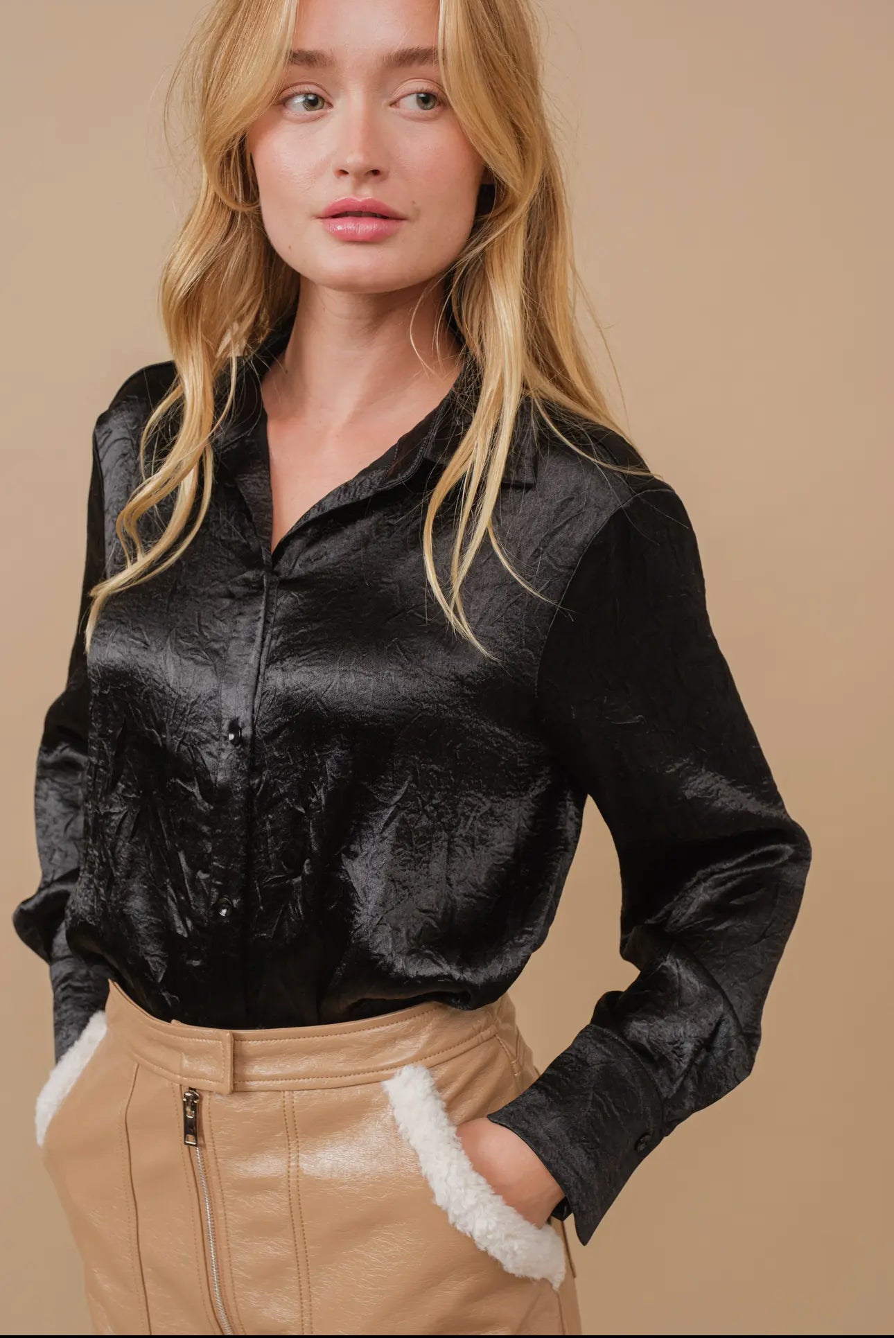 Last Call Satin Blouse