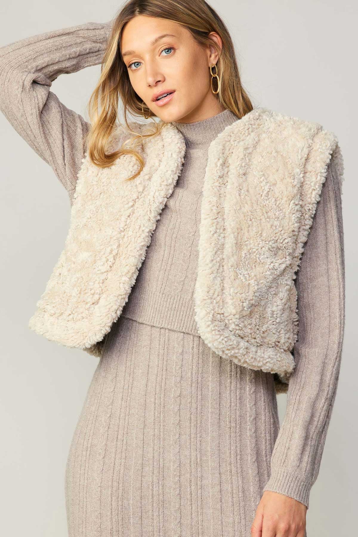 Felicity Reversible Corduroy and Fur Vest