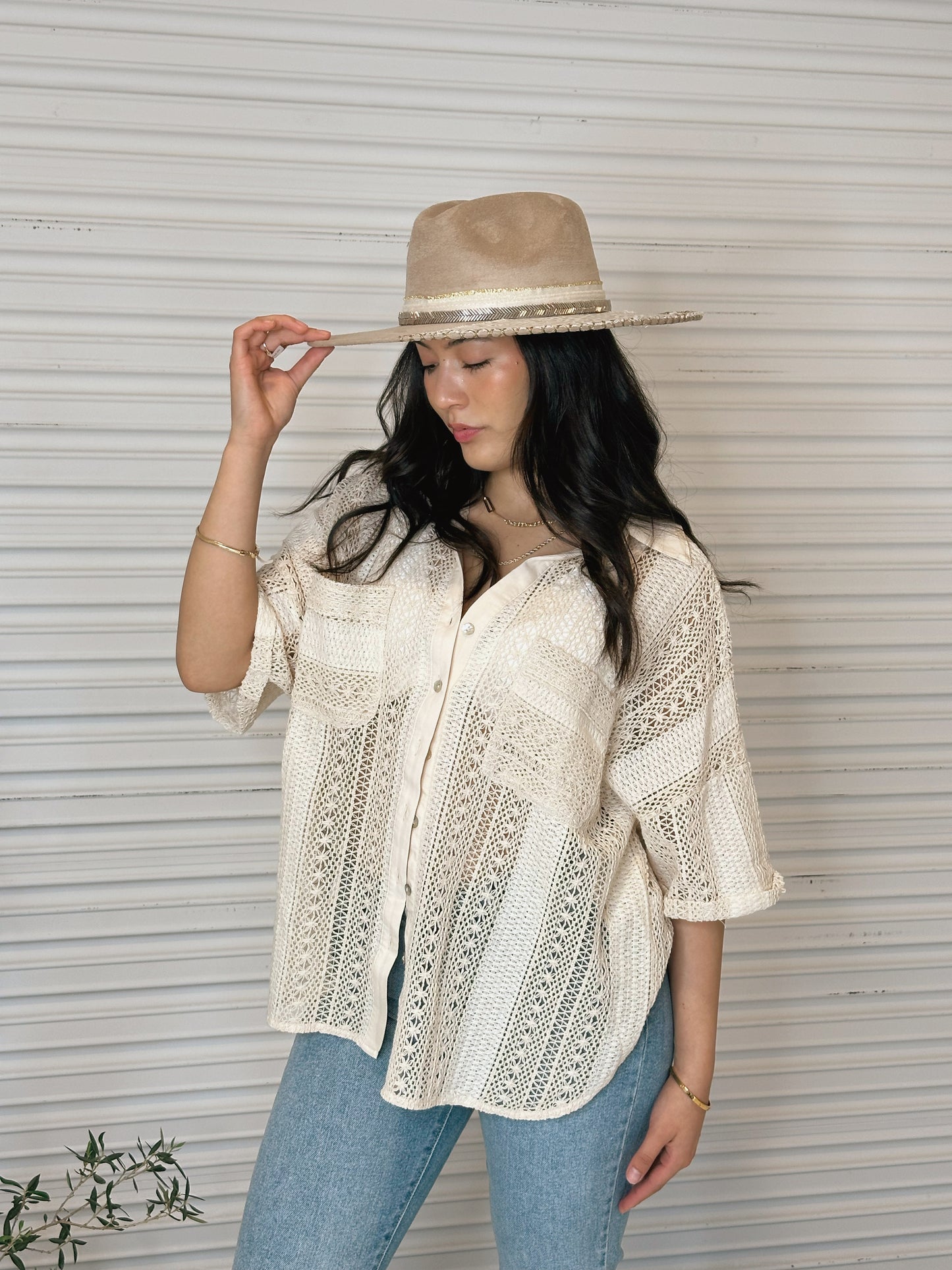 San Pancho Crochet Button Up Top