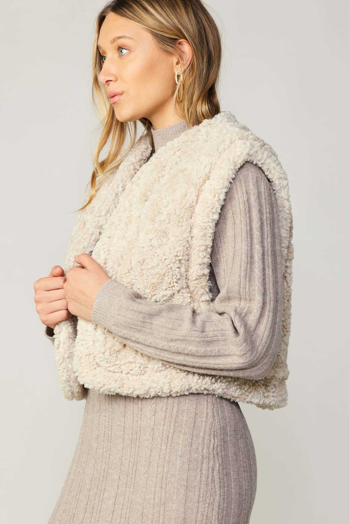 Felicity Reversible Corduroy and Fur Vest