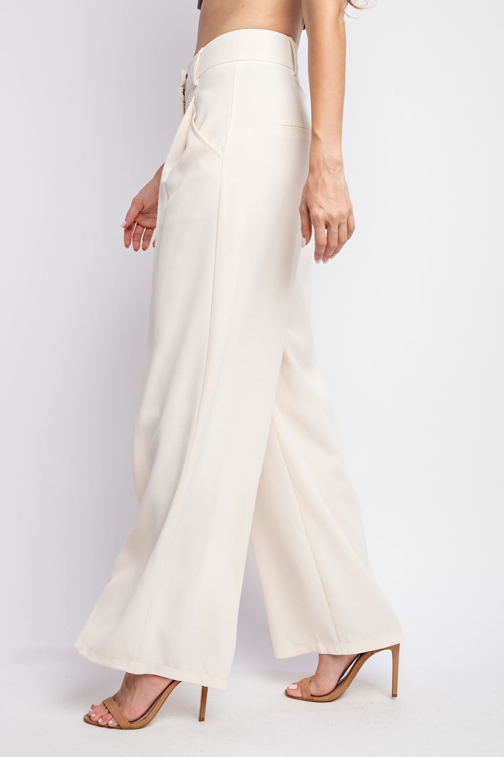Go Getter Pleated White Trouser