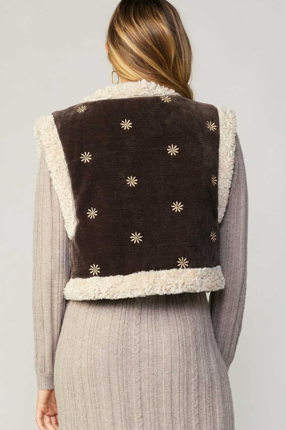 Felicity Reversible Corduroy and Fur Vest