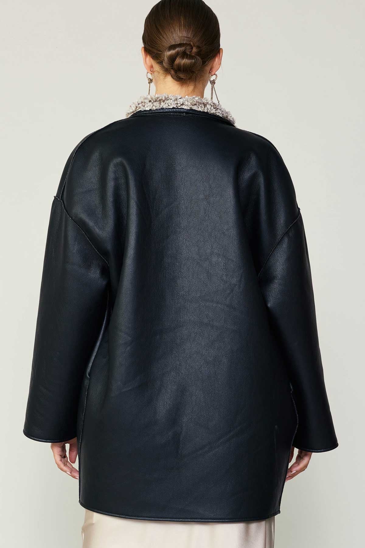 NY Moment Reversible Faux Fur & Pleather Jacket
