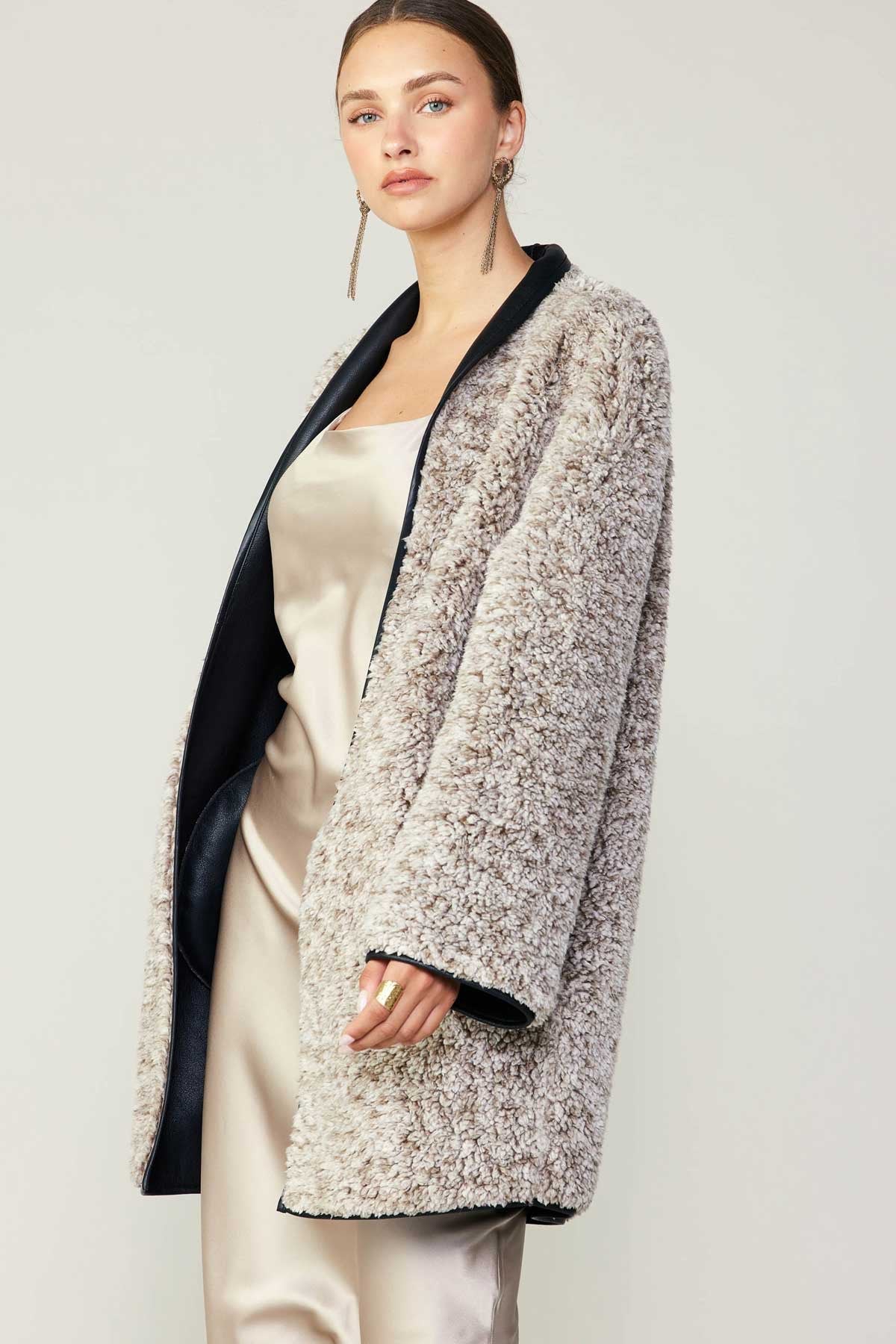 NY Moment Reversible Faux Fur & Pleather Jacket