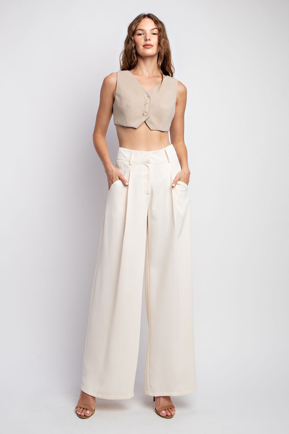 Go Getter Pleated White Trouser