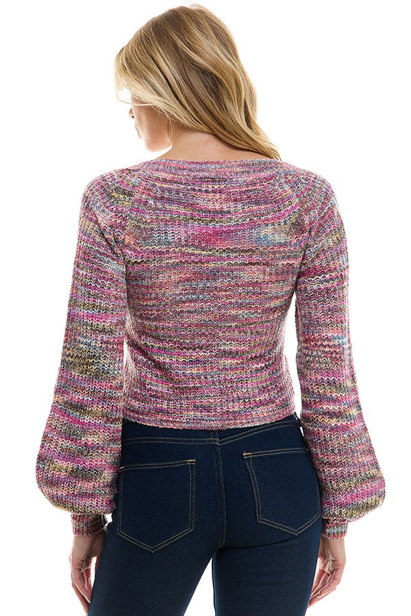 Sweet as Candy Cropped Square Neck Bolero Style Sweater