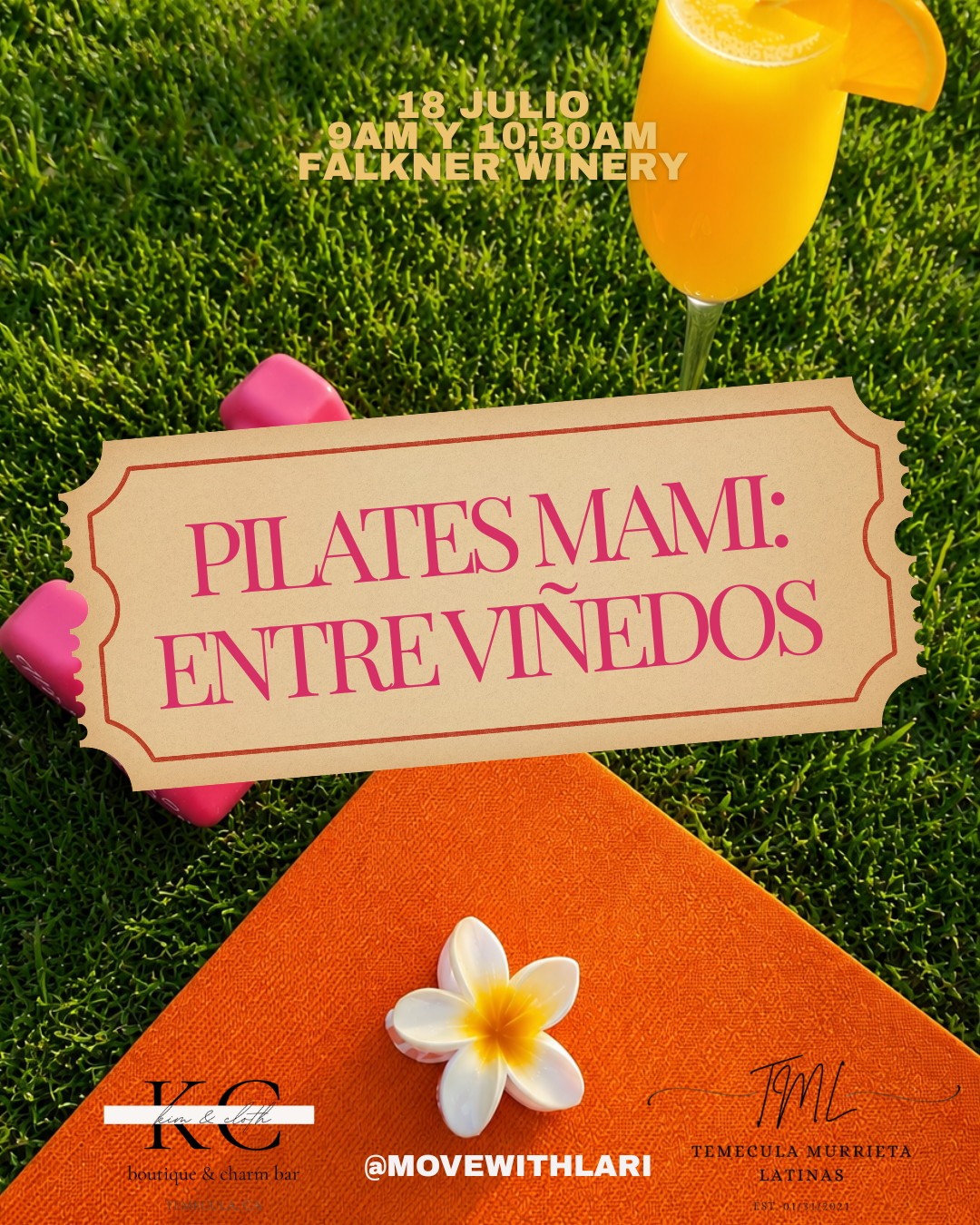 🌸 Pilates Mami: Entre Viñedos
Presentado por Kim & Cloth y Temecula Murrieta Latinas