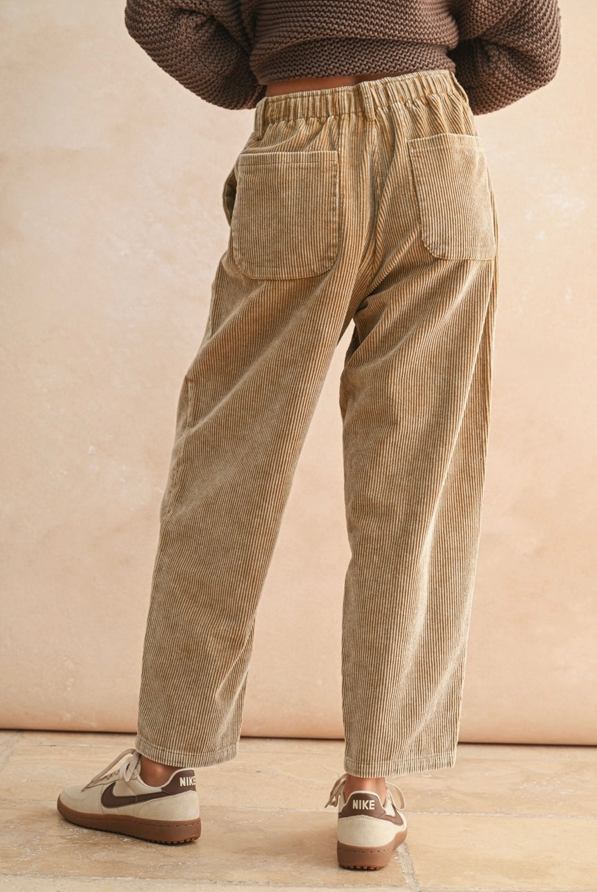 Corduroy Front Tie Pants