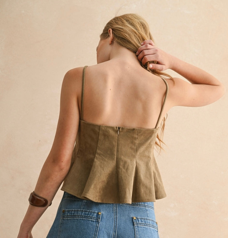 Flattered Suede V-Neck Top