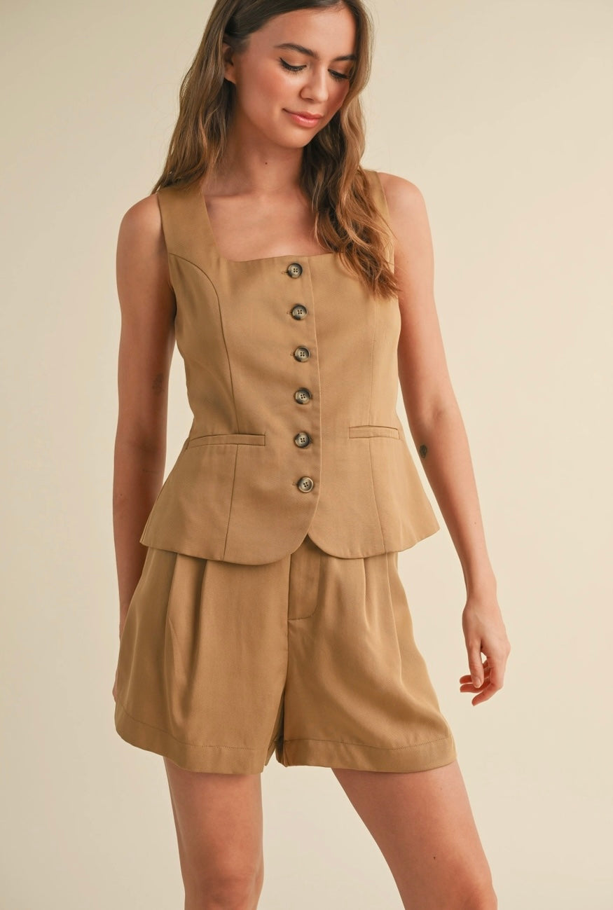 Tencel Button Front Vest