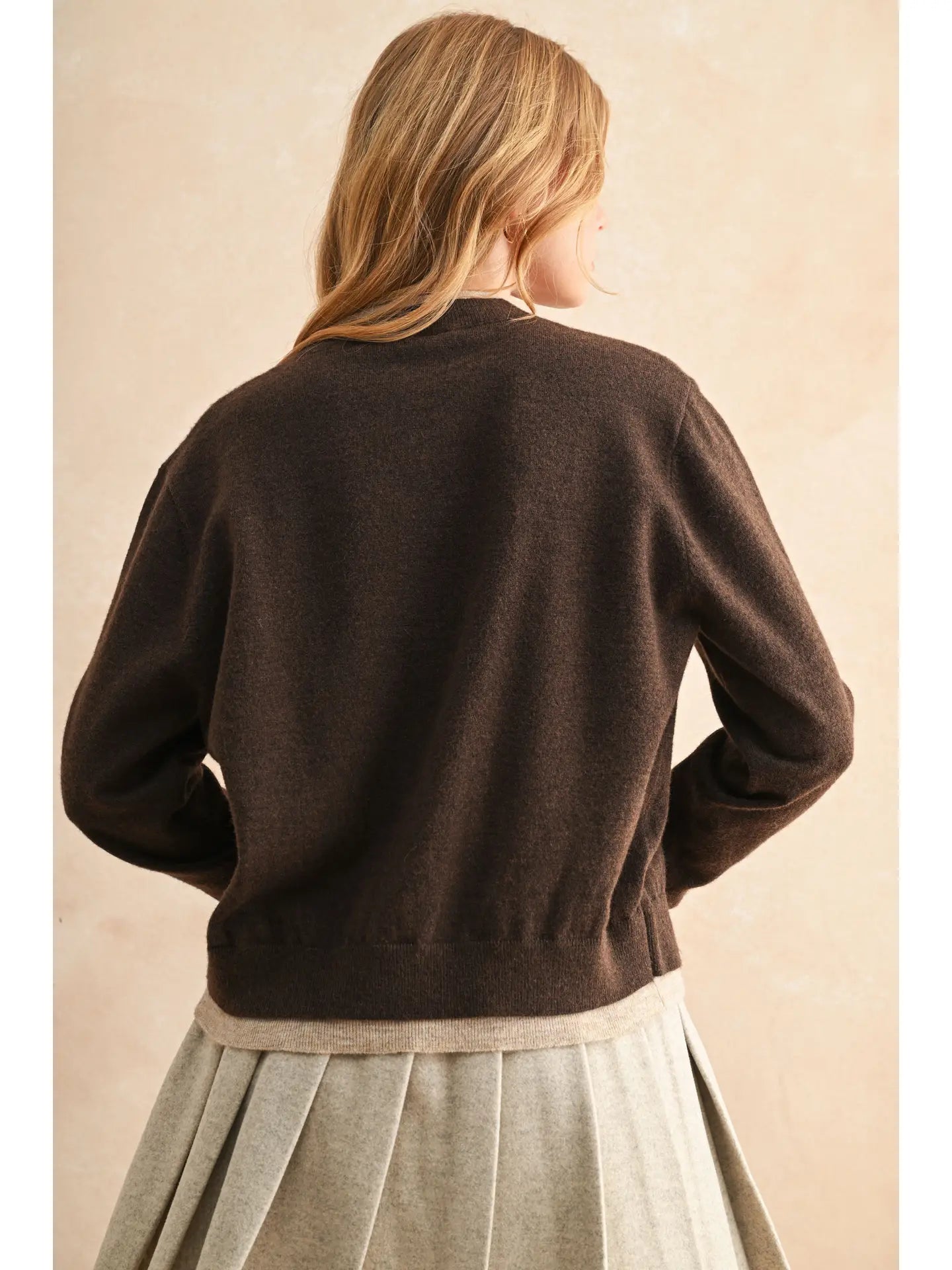 Color Contrast Front Button Cardigan