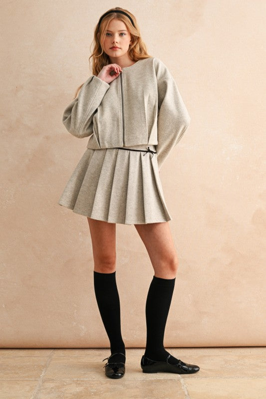 Coquette Pleaded Front Zipper Jacket