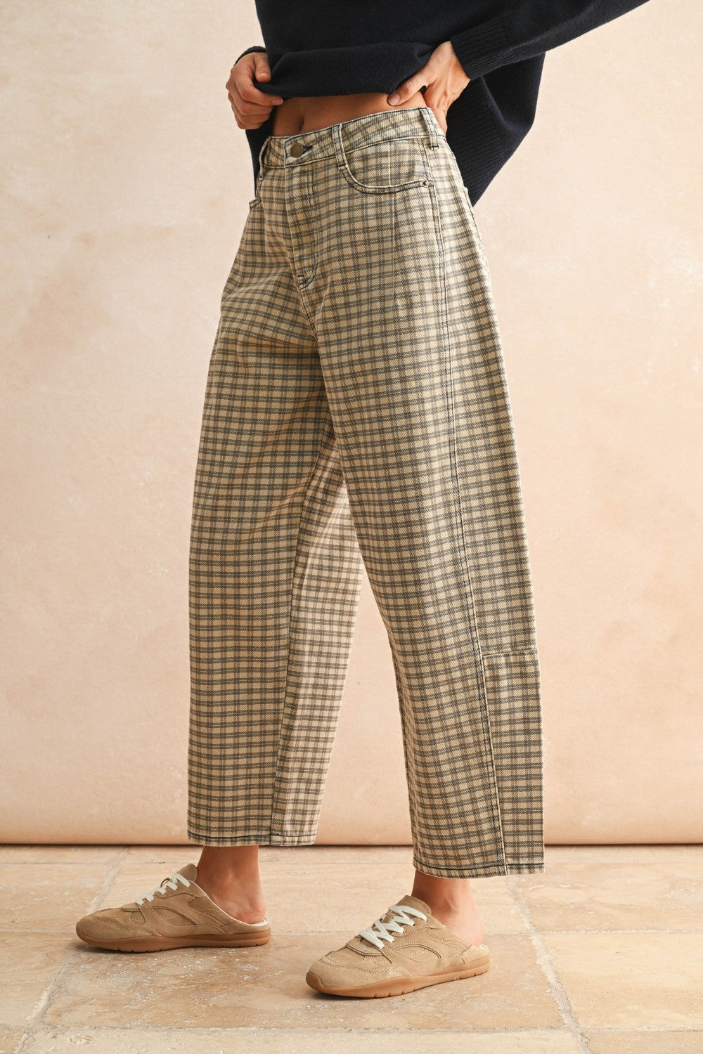 Cafe Checker Barrel Pants