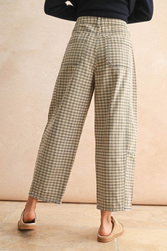 Cafe Checker Barrel Pants