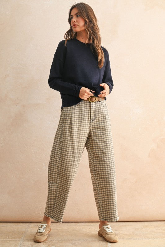 Cafe Checker Barrel Pants