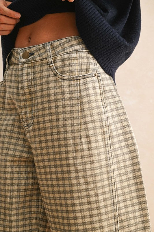 Cafe Checker Barrel Pants