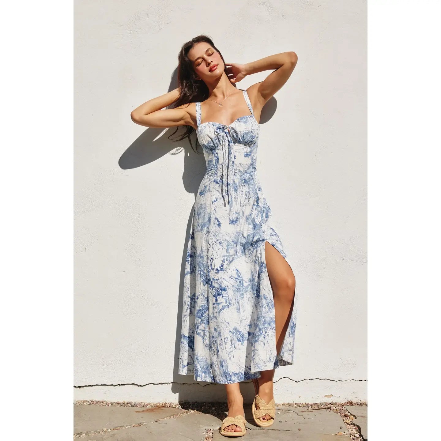 Woven Porcelain Midi Dress Kim and Cloth Woven Porcelain Midi Dress Kim and Cloth