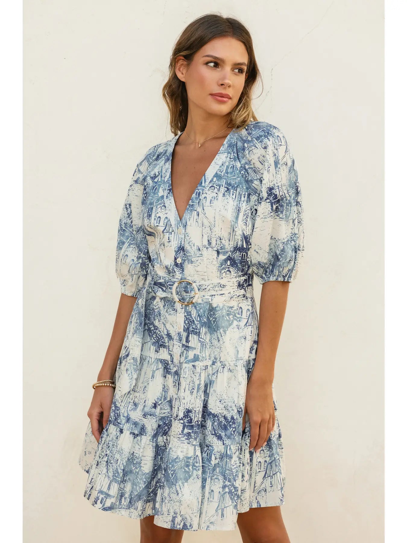 Coastline Circle Trim Belt Mini Dress