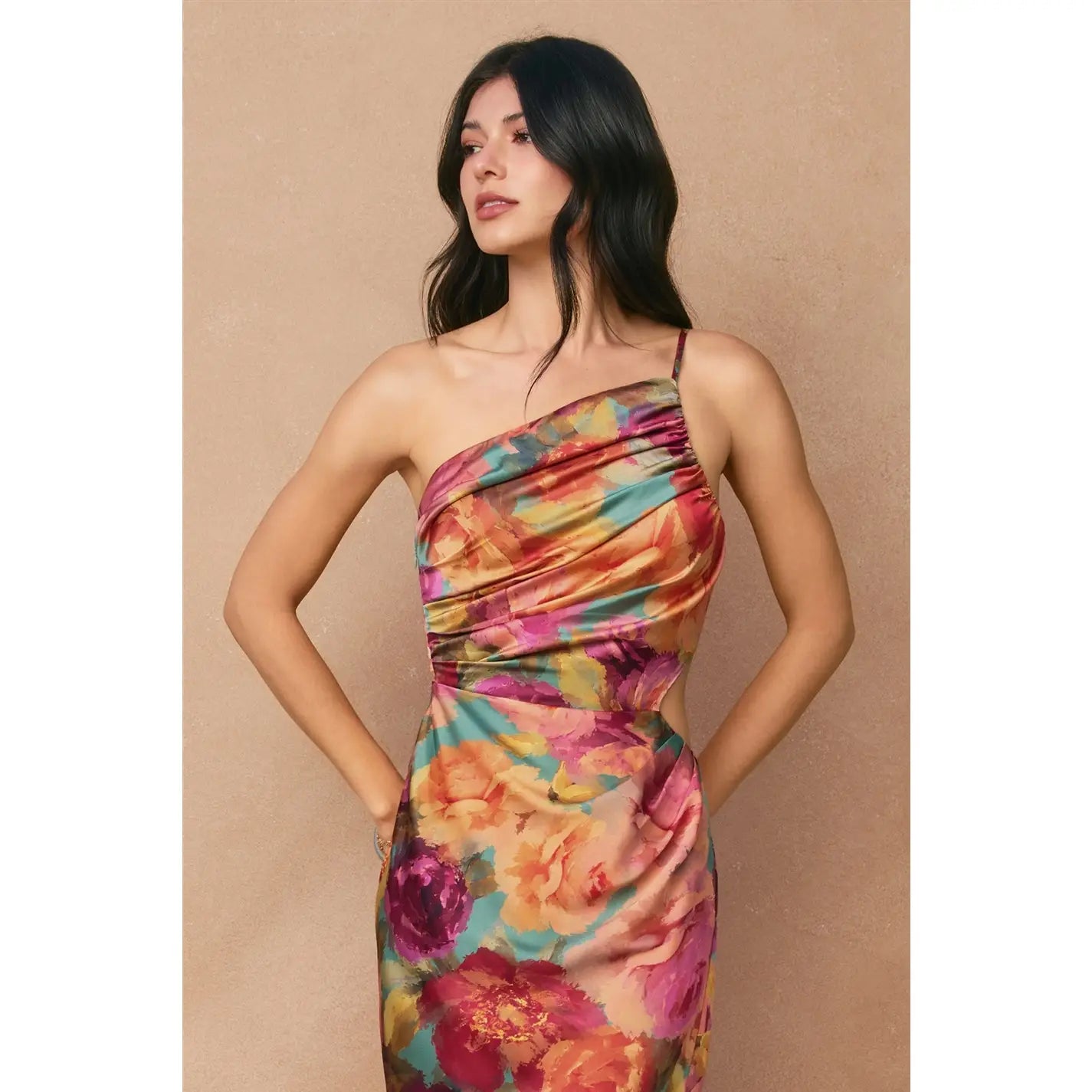 No One Else One Shoulder Ruched Maxi Dress