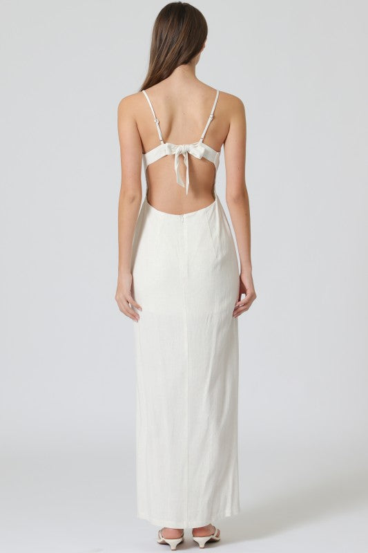 Thin Adjustable Strap Tie Back Chest Maxi Dress