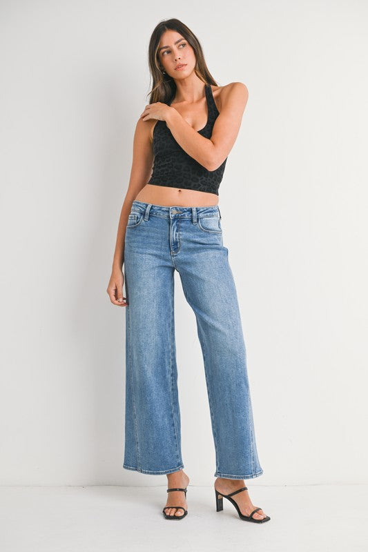 Just Black Denim Seamed Wide Leg Jeans