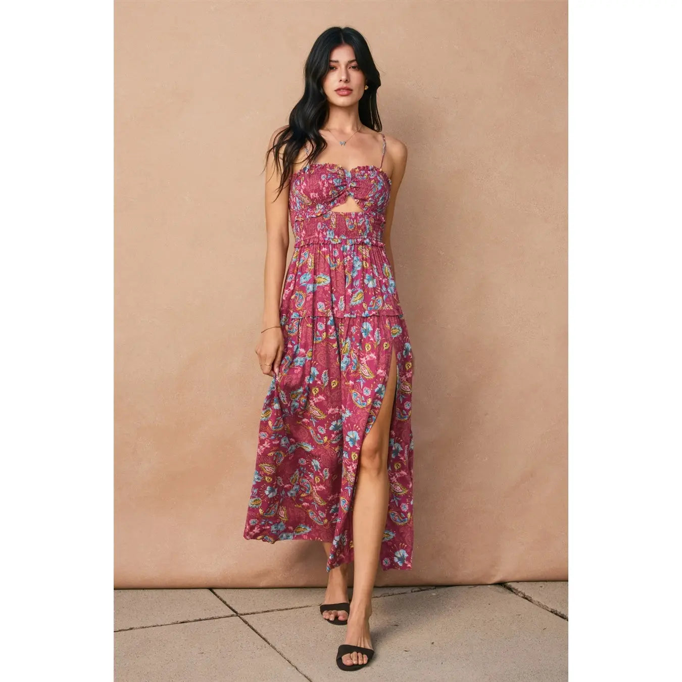 In My Feelings Cutout Smocked Maxi Dress