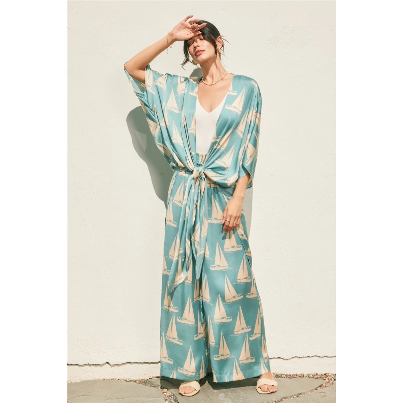 Coastal Reverie High Slits Kimono Duster