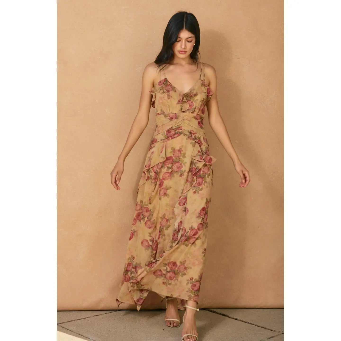 Baked Crimson Ruffled Up Maxi Dress