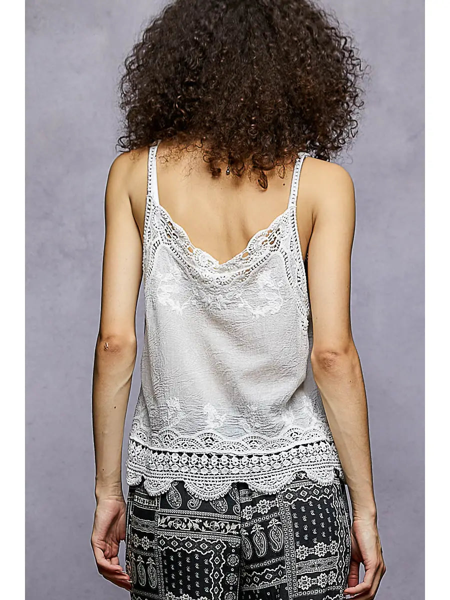V Neck Sleeveless Crochet Roomy Fit Varied Patterns Top