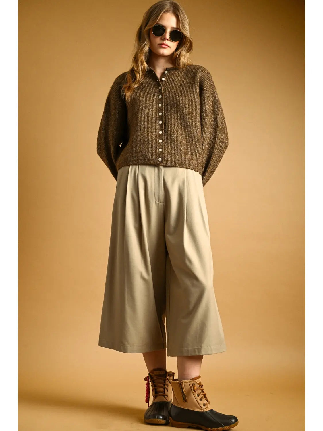 Button Front Ribbed Sweater Cardigan