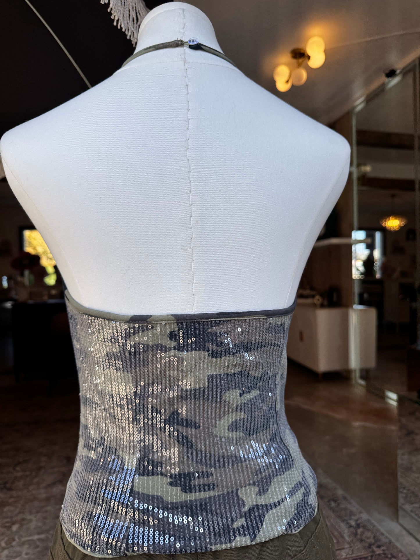 Camo Sequins Halter Top