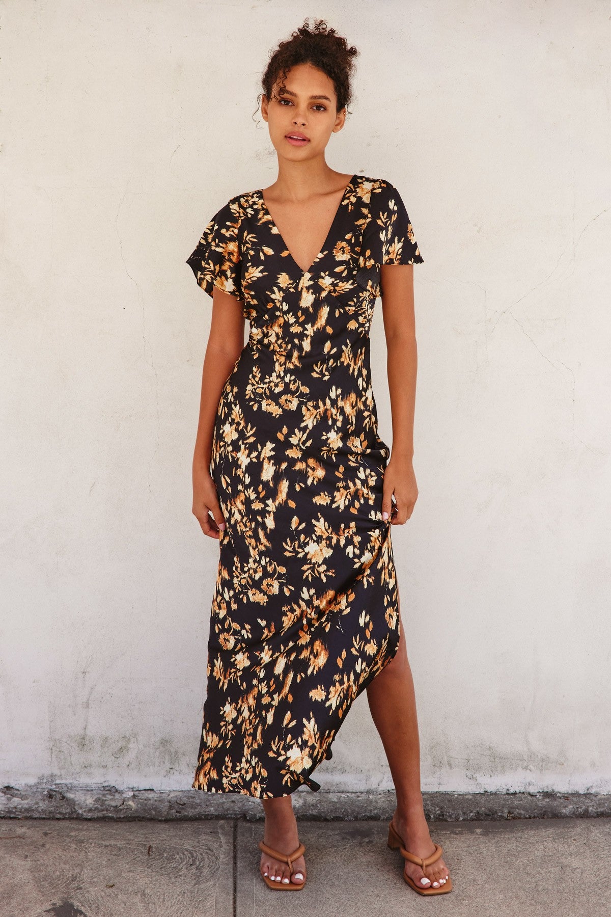 Cast Your Light Flutter Sleeve Maxi Dress
