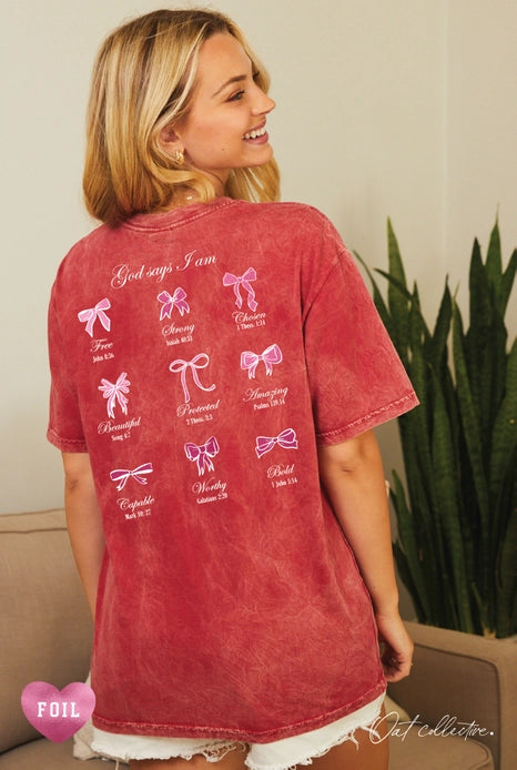 God Says I'm Free Foil Oversized Graphic Top