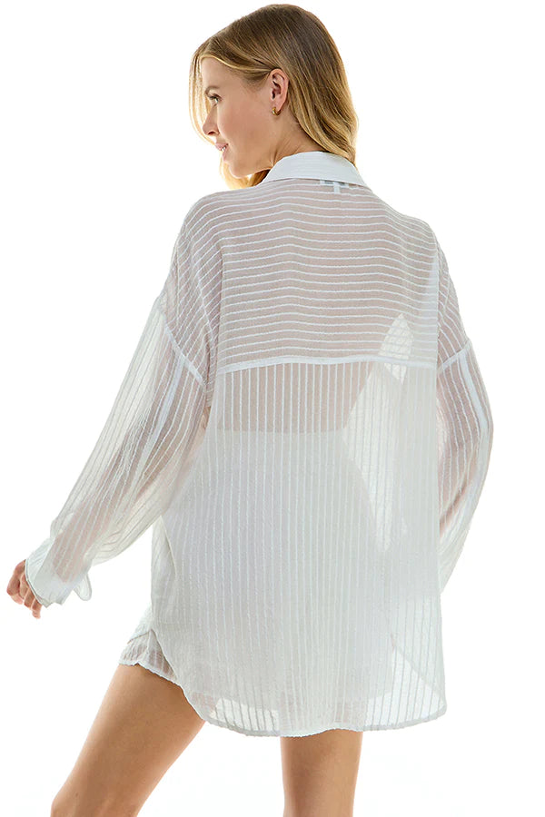 Striped Sheer Button Up