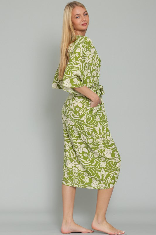 Palmas Kimono Sleeve Midi Dress