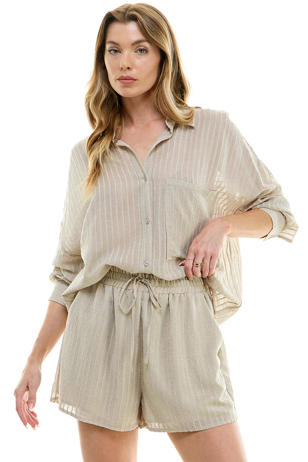 Striped Sheer Button Up