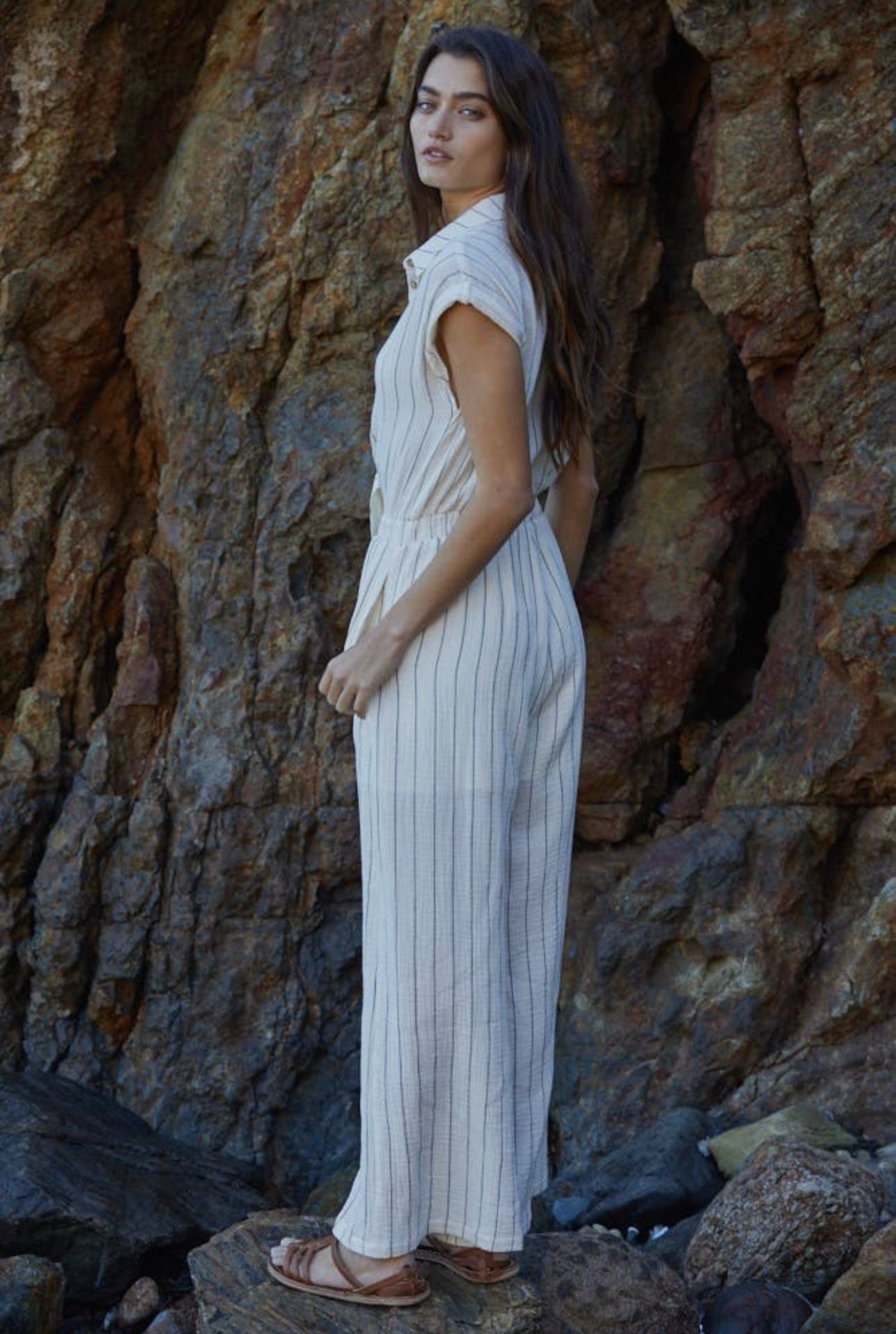 Tobi Stripe Jumpsuit Woven